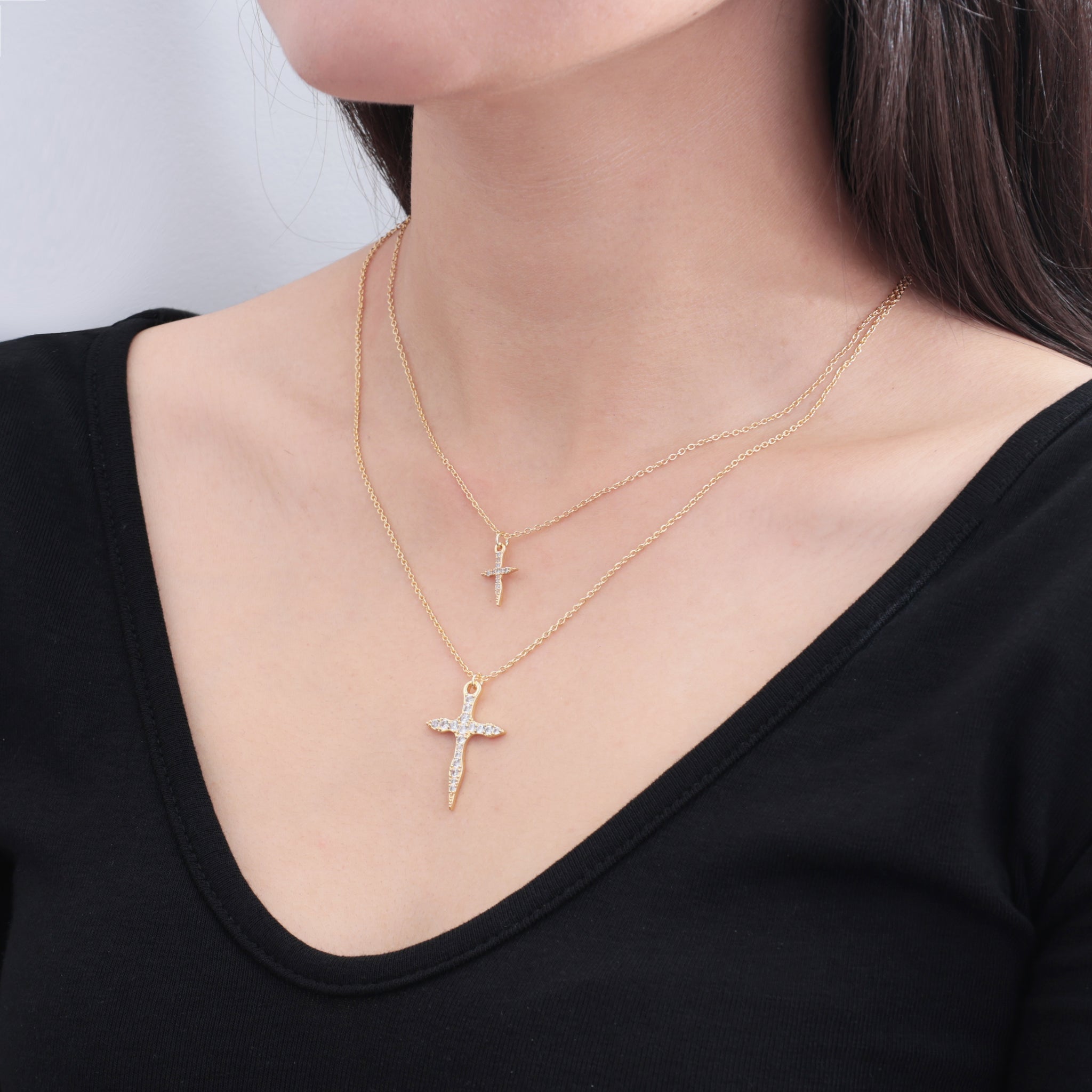 RUFUS double cross necklace GOLD